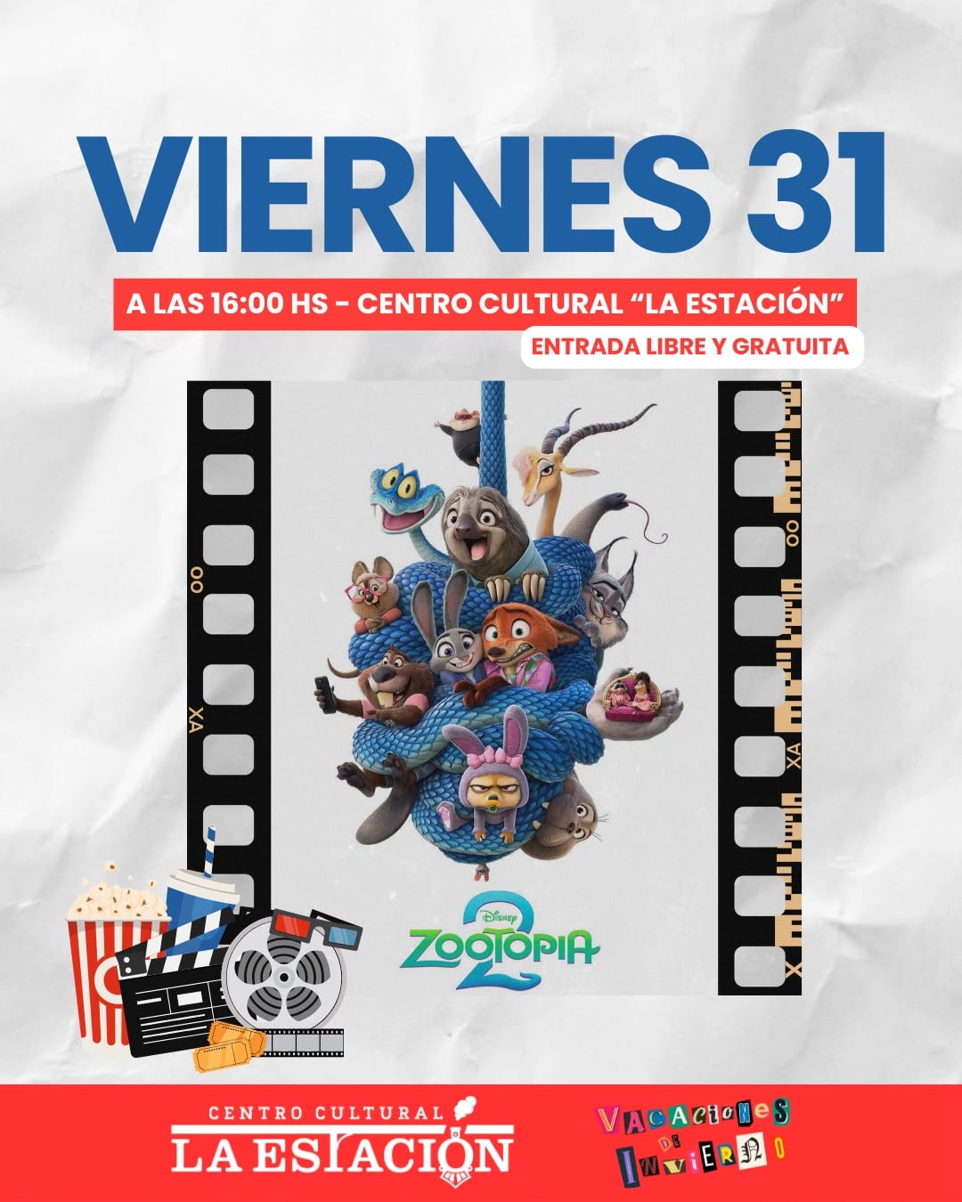 El Centro Cultural La Estación cierra las vacaciones de invierno con cine infantil
