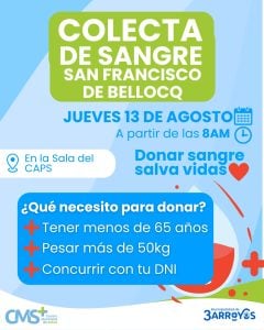 Colecta de sangre en el CAPS San Francisco de Bellocq