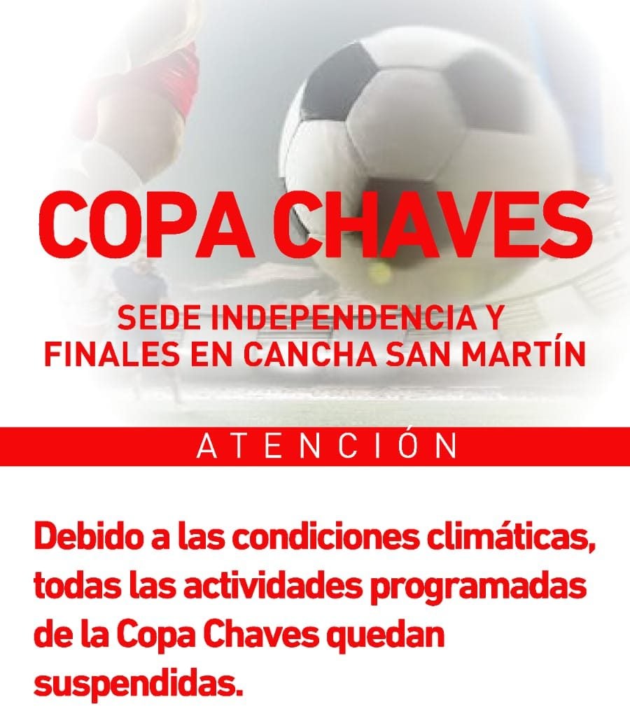Suspenden la jornada programada para este miércoles de Copa Chaves