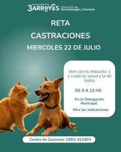 Nueva jornada de castraciones gratuitas en Reta