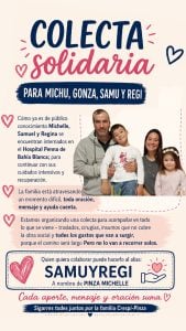 Colecta solidaria para ayudar a la familia Crespi-Pinza