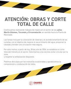 Chaves: corte total de tránsito en la zona de la Planta de Reciclado por obras de mejora