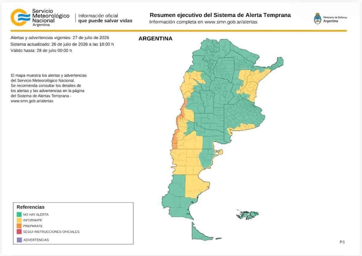 Alerta amarillo por lluvias y tormentas entre Bahía Blanca y Necochea
