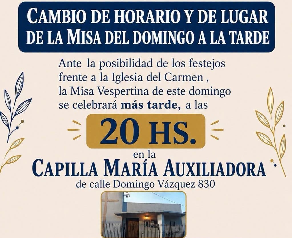 Mundial de Dios en la Iglesia del Carmen: Cambian horario y lugar para la misa de esta tarde