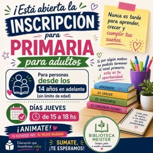 La Biblioteca Meister abre inscripciones para finalizar estudios primarios y secundarios