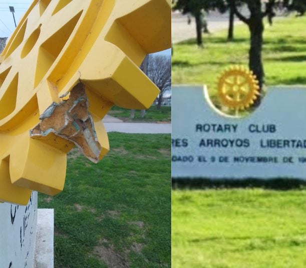 Vandalizaron monumento de Rotary Libertad en Almafuerte y Ruta 228